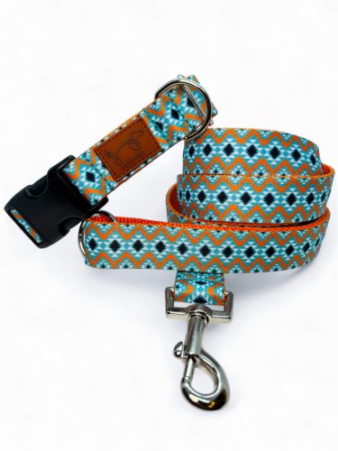 Aztéka kutya nyakörv és póráz szett