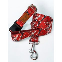 Cseresznyevirág kutya nyakörv és póráz szett