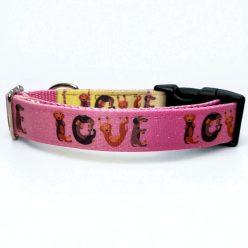 LOVE tacskó nyakörv - rózsaszín