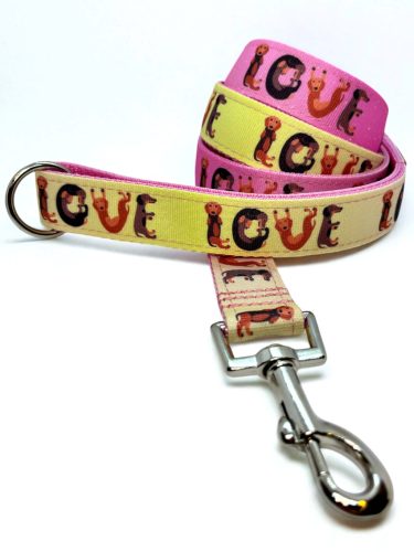LOVE tacskó póráz - rózsaszín