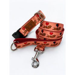 Rózsaszín tacsis kutya nyakörv és póráz szett